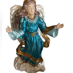 Angel #2 Vintage Blue Angel Figurine | Gold Trim | Christmas Religious Decor